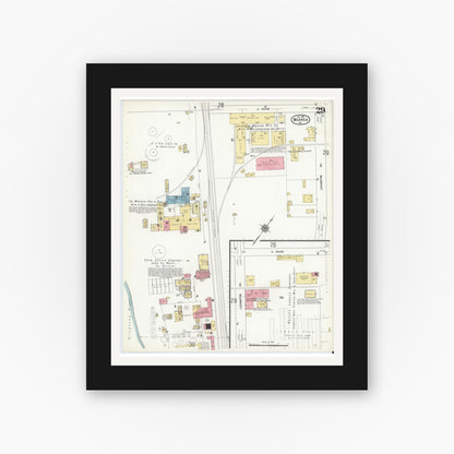 Old map wall art mockup — black gallery frame with white mat — Sanborn Fire Insurance Map from Warren, Warren County, Pennsylvania (1912), Sheet #0029