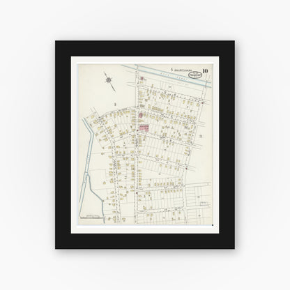 Old map wall art mockup — black gallery frame with white mat — Sanborn Fire Insurance Map from Frankfort, Herkimer County, New York (1914), Sheet #0010