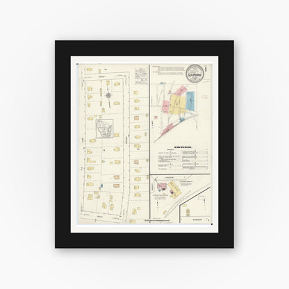 Old map wall art mockup — black gallery frame with white mat — Sanborn Fire Insurance Map from Sun Prairie, Dane County, Wisconsin (1912) - Complete Map Set