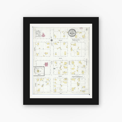 Old map wall art mockup — black gallery frame with white mat — Sanborn Fire Insurance Map from Westfield, Clark County, Illinois (1910) - Complete Map Set