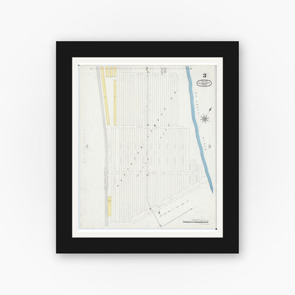 Old map wall art mockup — black gallery frame with white mat — Sanborn Fire Insurance Map from Cloquet, Carlton County, Minnesota (1897), Sheet #0003