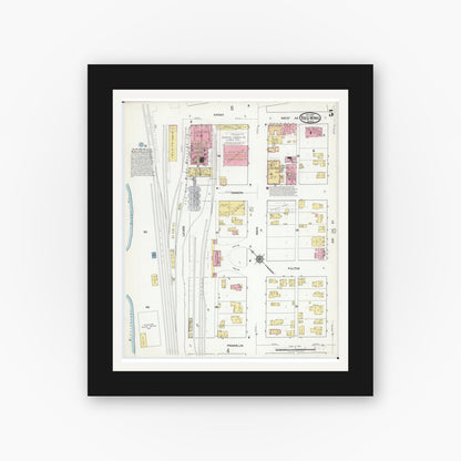 Old map wall art mockup — black gallery frame with white mat — Sanborn Fire Insurance Map from Red Wing, Goodhue County, Minnesota (1917), Sheet #0005