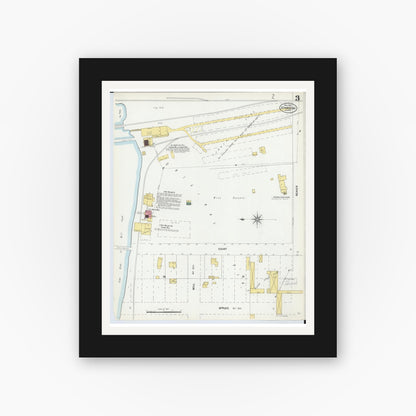 Old map wall art mockup — black gallery frame with white mat — Sanborn Fire Insurance Map from Standish, Arenac County, Michigan (1901), Sheet #0003