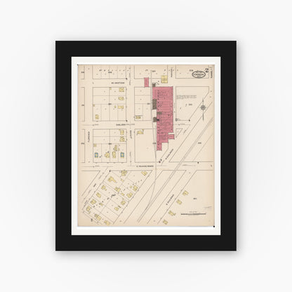 Old map wall art mockup — black gallery frame with white mat — Sanborn Fire Insurance Map from Dowagiac, Cass County, Michigan (1922), Sheet #0002