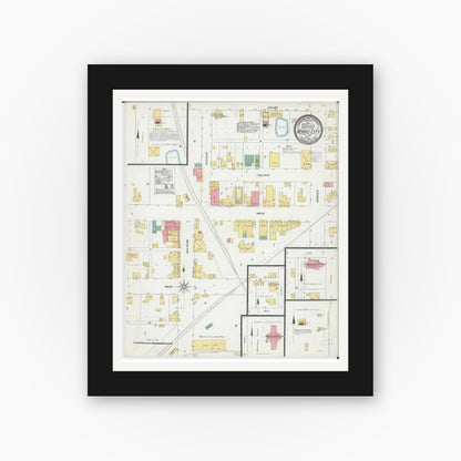 Old map wall art mockup — black gallery frame with white mat — Sanborn Fire Insurance Map from Norris City, White County, Illinois (1906), Sheet #0001