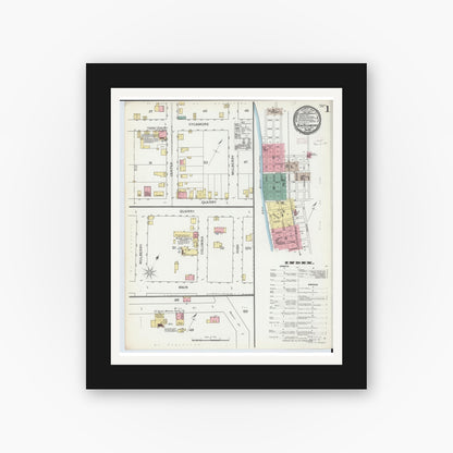 Old map wall art mockup — black gallery frame with white mat — Sanborn Fire Insurance Map from New Richmond, Clermont County, Ohio (1892) - Complete Map Set