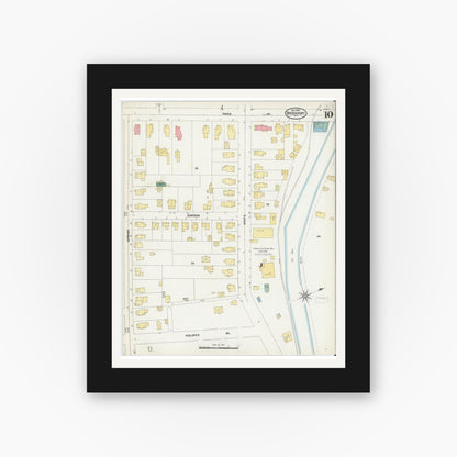 Old map wall art mockup — black gallery frame with white mat — Sanborn Fire Insurance Map from Brockport, Monroe County, New York (1904), Sheet #0010