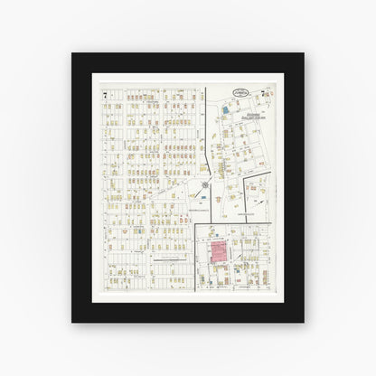 Old map wall art mockup — black gallery frame with white mat — Sanborn Fire Insurance Map from Juniata, Blair County, Pennsylvania (1925), Sheet #0007