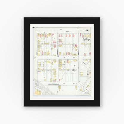 Old map wall art mockup — black gallery frame with white mat — Sanborn Fire Insurance Map from Chillicothe, Ross County, Ohio (1900), Sheet #0022