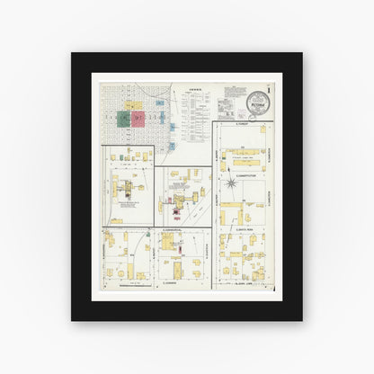 Old map wall art mockup — black gallery frame with white mat — Sanborn Fire Insurance Map from Victoria, Victoria County, Texas (1902) - Complete Map Set