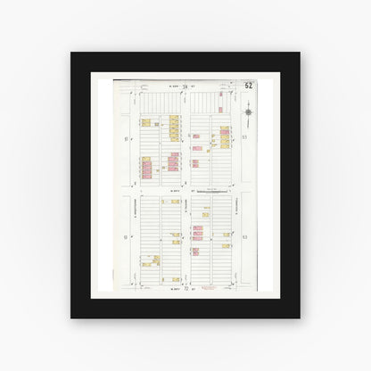 Old map wall art mockup — black gallery frame with white mat — Sanborn Fire Insurance Map from Chicago, Cook County, Illinois (1920), Sheet #0052