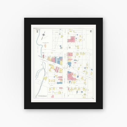 Old map wall art mockup — black gallery frame with white mat — Sanborn Fire Insurance Map from Brighton, Livington County, Michigan (1938), Sheet #0002