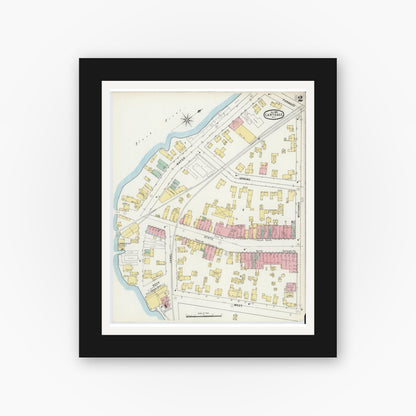 Old map wall art mockup — black gallery frame with white mat — Sanborn Fire Insurance Map from Carthage, Jefferson County, New York (1895) - Complete Map Set