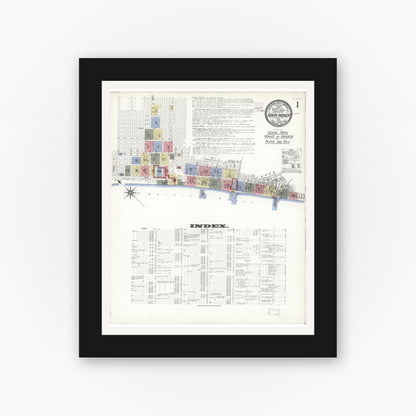 Old map wall art mockup — black gallery frame with white mat — Sanborn Fire Insurance Map from Santa Monica, Los Angeles County, California (1909) - Complete Map Set