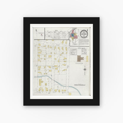 Old map wall art mockup — black gallery frame with white mat — Sanborn Fire Insurance Map from New Paris, Preble County, Ohio (1927) - Complete Map Set