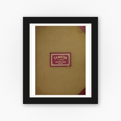 Old map wall art mockup — black gallery frame with white mat — Sanborn Fire Insurance Map from Evanston, Cook County, Illinois (1950), Sheet #0001