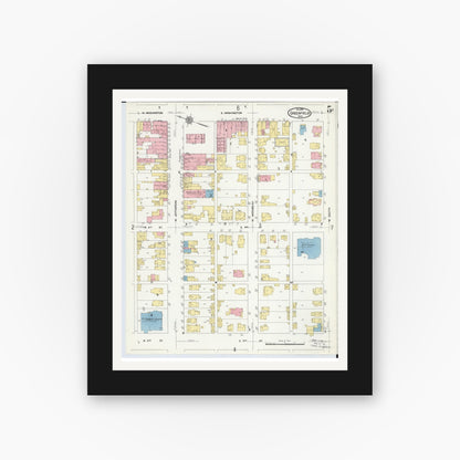 Old map wall art mockup — black gallery frame with white mat — Sanborn Fire Insurance Map from Greenfield, Highland County, Ohio (1910), Sheet #0005