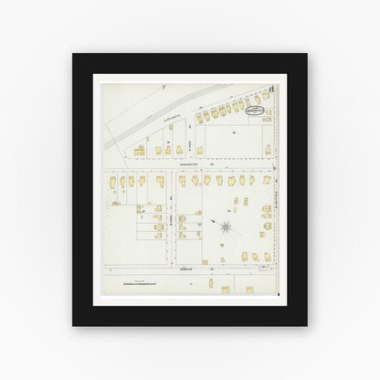 Old map wall art mockup — black gallery frame with white mat — Sanborn Fire Insurance Map from Haddonfield, Camden County, New Jersey (1897), Sheet #0008