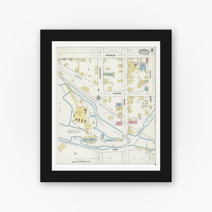 Old map wall art mockup — black gallery frame with white mat — Sanborn Fire Insurance Map from Dover, Morris County, New Jersey (1890) - Complete Map Set