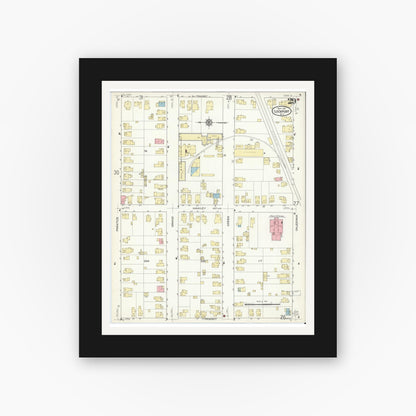 Old map wall art mockup — black gallery frame with white mat — Sanborn Fire Insurance Map from Lockport, Niagara County, New York (1914), Sheet #0029