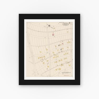 Old map wall art mockup — black gallery frame with white mat — Sanborn Fire Insurance Map from Beverly Hills, Los Angeles County, California (1922), Sheet #0006
