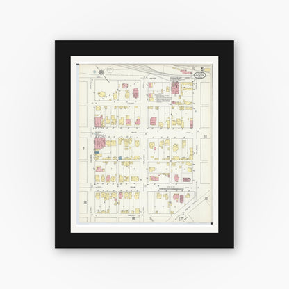 Old map wall art mockup — black gallery frame with white mat — Sanborn Fire Insurance Map from Jackson, Jackson County, Ohio (1914), Sheet #0009