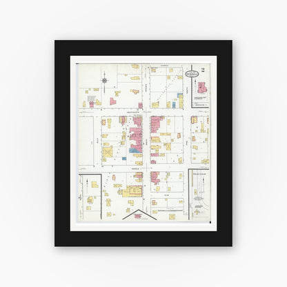 Old map wall art mockup — black gallery frame with white mat — Sanborn Fire Insurance Map from Deckerville, Sanilac County, Michigan (1919), Sheet #0002