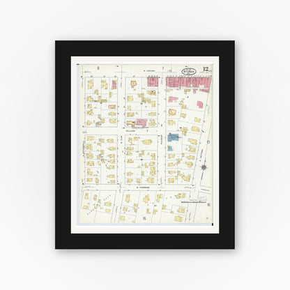 Old map wall art mockup — black gallery frame with white mat — Sanborn Fire Insurance Map from Sturgis, Saint Joseph County, Michigan (1911), Sheet #0012