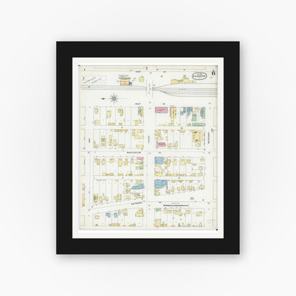 Old map wall art mockup — black gallery frame with white mat — Sanborn Fire Insurance Map from Kankakee, Kankakee County, Illinois (1896), Sheet #0006