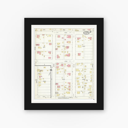 Old map wall art mockup — black gallery frame with white mat — Sanborn Fire Insurance Map from Eagle Pass, Maverick County, Texas (1916), Sheet #0002