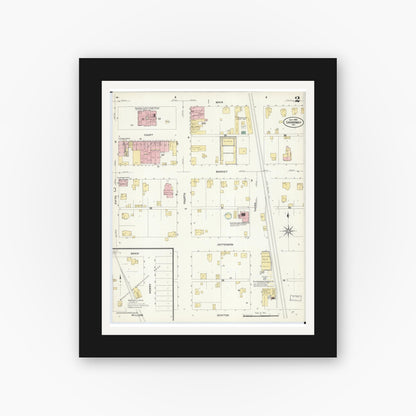 Old map wall art mockup — black gallery frame with white mat — Sanborn Fire Insurance Map from Savannah, Andrew County, Missouri (1908), Sheet #0002