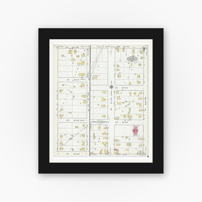 Old map wall art mockup — black gallery frame with white mat — Sanborn Fire Insurance Map from Faribault, Rice County, Minnesota (1921), Sheet #0003