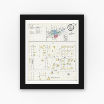 Old map wall art mockup — black gallery frame with white mat — Sanborn Fire Insurance Map from Colchester, Mcdonough County, Illinois (1898) - Complete Map Set