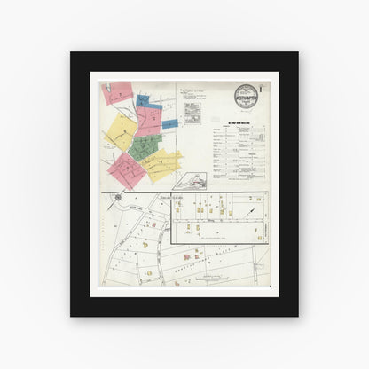 Old map wall art mockup — black gallery frame with white mat — Sanborn Fire Insurance Map from Westhampton, Henrico County, Virginia (1921) - Complete Map Set