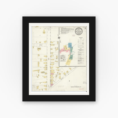 Old map wall art mockup — black gallery frame with white mat — Sanborn Fire Insurance Map from Allentown, Monmouth County, New Jersey (1910) - Complete Map Set