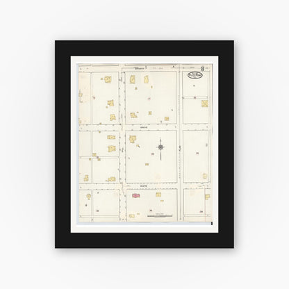 Old map wall art mockup — black gallery frame with white mat — Sanborn Fire Insurance Map from Pilot Point, Denton County, Texas (1940), Sheet #0008