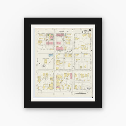 Old map wall art mockup — black gallery frame with white mat — Sanborn Fire Insurance Map from Ashland, Ashland County, Wisconsin (1895), Sheet #0017