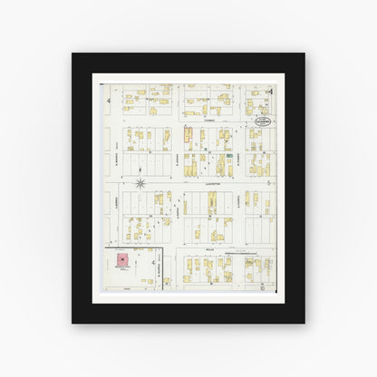 Old map wall art mockup — black gallery frame with white mat — Sanborn Fire Insurance Map from Escanaba, Delta County, Michigan (1899), Sheet #0004