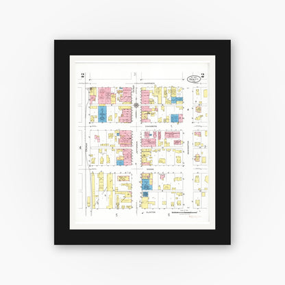 Old map wall art mockup — black gallery frame with white mat — Sanborn Fire Insurance Map from De Witt, Clinton County, Iowa (1926), Sheet #0002