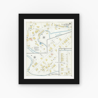 Old map wall art mockup — black gallery frame with white mat — Sanborn Fire Insurance Map from Phillipsburg, Warren County, New Jersey (1903), Sheet #0018