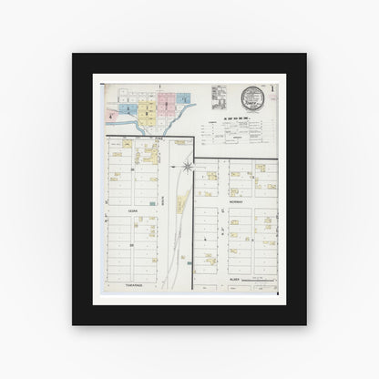 Old map wall art mockup — black gallery frame with white mat — Sanborn Fire Insurance Map from Tower, Saint Louis County, Minnesota (1888) - Complete Map Set