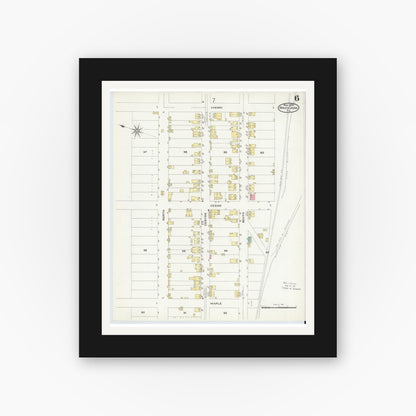 Old map wall art mockup — black gallery frame with white mat — Sanborn Fire Insurance Map from Mauch Chunk, Carbon County, Pennsylvania (1908), Sheet #0006
