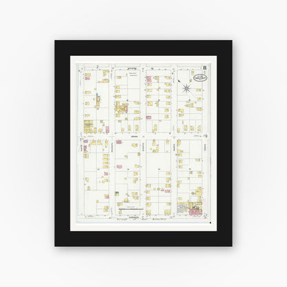 Old map wall art mockup — black gallery frame with white mat — Sanborn Fire Insurance Map from Carlstadt, Bergen County, New Jersey (1909), Sheet #0008
