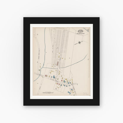 Old map wall art mockup — black gallery frame with white mat — Sanborn Fire Insurance Map from Hatboro, Montgomery County, Pennsylvania (1922), Sheet #0007