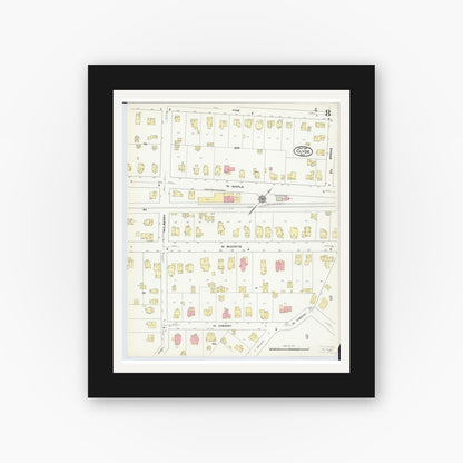 Old map wall art mockup — black gallery frame with white mat — Sanborn Fire Insurance Map from Clyde, Sandusky County, Ohio (1911), Sheet #0008