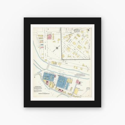 Old map wall art mockup — black gallery frame with white mat — Sanborn Fire Insurance Map from Kaukauna, Outagamie County, Wisconsin (1913), Sheet #0006