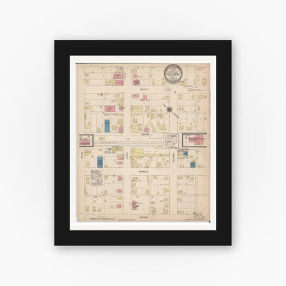 Old map wall art mockup — black gallery frame with white mat — Sanborn Fire Insurance Map from Hilliards, Franklin County, Ohio (1922), Sheet #0001