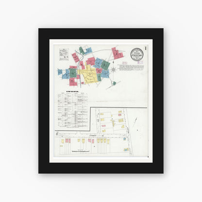 Old map wall art mockup — black gallery frame with white mat — Sanborn Fire Insurance Map from Jenkintown, Montgomery County, Pennsylvania (1909) - Complete Map Set