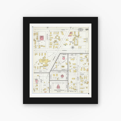 Old map wall art mockup — black gallery frame with white mat — Sanborn Fire Insurance Map from Jackson, Jackson County, Michigan (1899), Sheet #0028