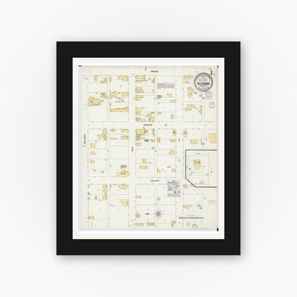 Old map wall art mockup — black gallery frame with white mat — Sanborn Fire Insurance Map from Michigamme, Marquette County, Michigan (1902) - Complete Map Set